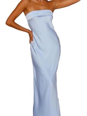 Satin Silk Backless Tube Maxi Dress – Elegant Strapless Gown